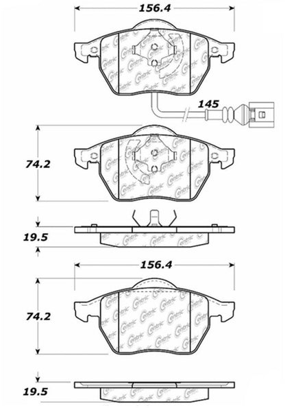 Centric Parts Disc Brake Pad Set C-Tek Ceramic with Shims for Audi A3 2004-1998