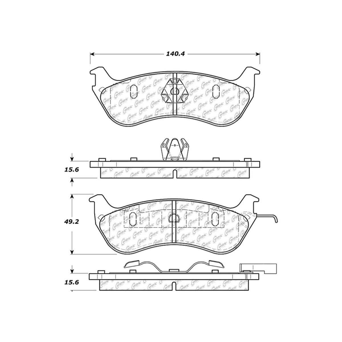 Centric Parts Disc Brake Pad Set C-Tek Ceramic with Shims for 1996-2002 Ford Crown Victoria Lincoln Town Car Mercury Grand Marquis 103.06900