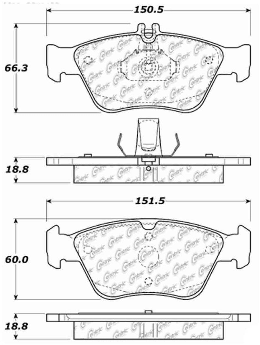 Centric Parts Disc Brake Pad Set Ceramic with Shims for 2000-1999 Mercedes-Benz C230 103.07100