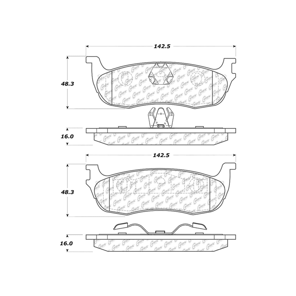 Centric Parts Disc Brake Pad Set Ceramic with Shims for 2002-1997 Ford Expedition, 2003-1999 F-150 103.07110