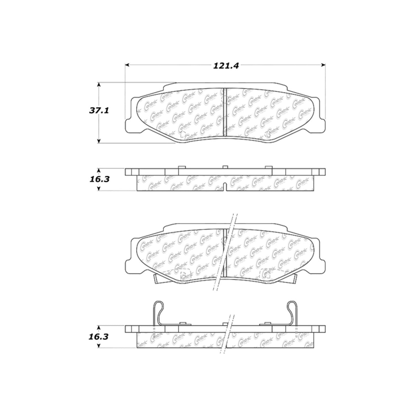 Centric Parts Disc Brake Pad Set Ceramic with Shims for 2004-2009 Cadillac XLR 1997-2013 Chevrolet Corvette 103.07320