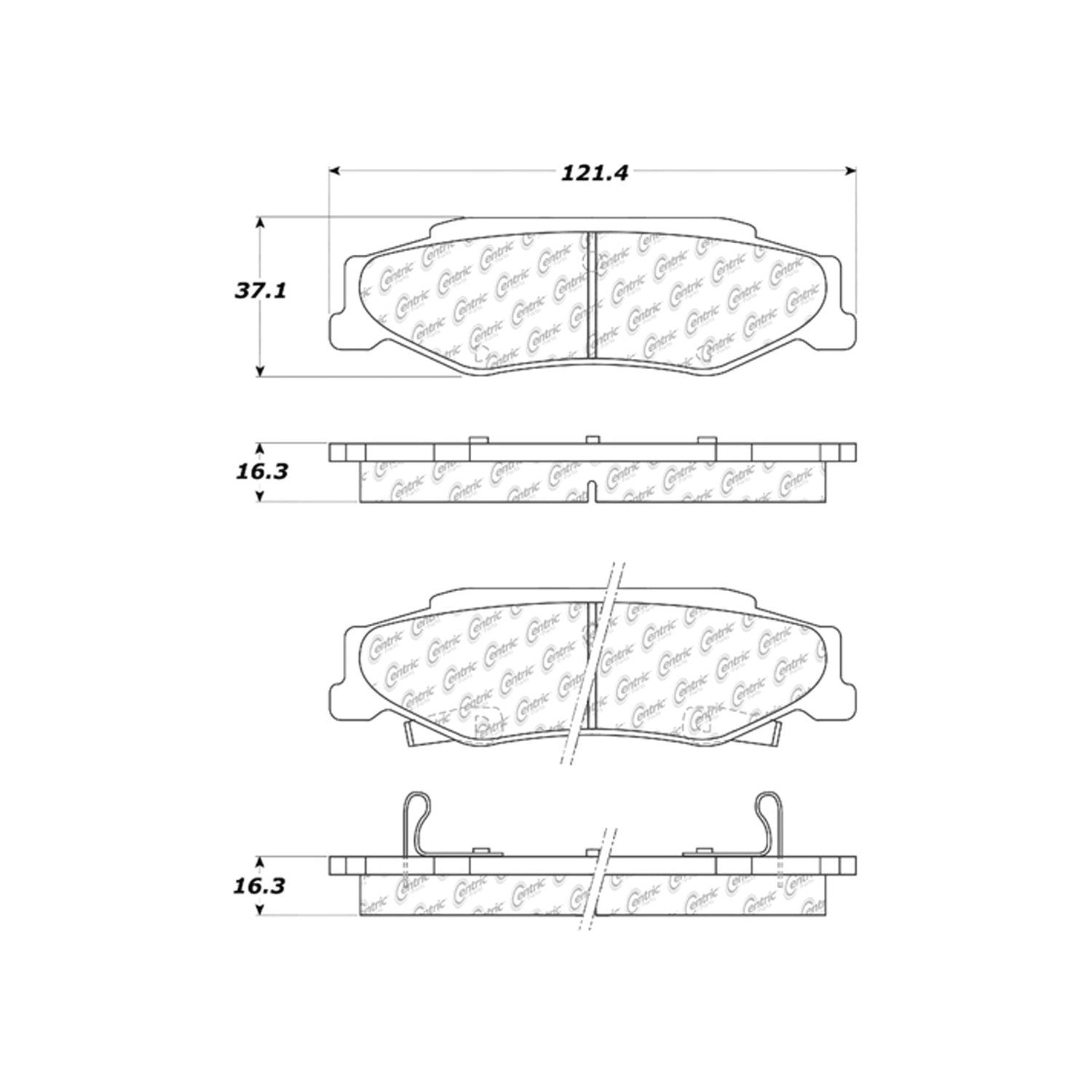 Centric Parts Disc Brake Pad Set Ceramic with Shims for 2004-2009 Cadillac XLR 1997-2013 Chevrolet Corvette 103.07320