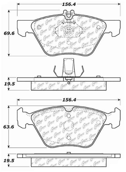 Centric Parts Disc Brake Pad Set C-Tek Ceramic with Shims for 2003-2010 Mercedes-Benz CLK/E300/E320/E420/E430 103.07400