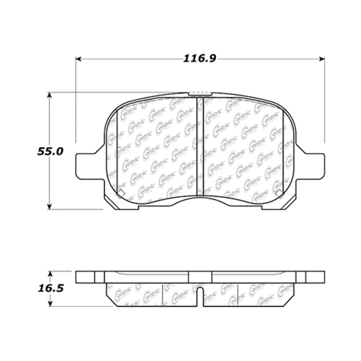 Centric Parts Disc Brake Pad Set C-Tek Ceramic with Shims for 1998-2002 Chevrolet Prizm Toyota Corolla 103.07410