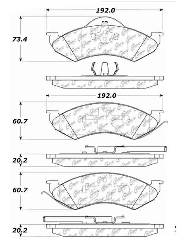 Centric Parts Disc Brake Pad Set Ceramic with Shims for 1998-1999 Dodge Dakota Durango 103.07460