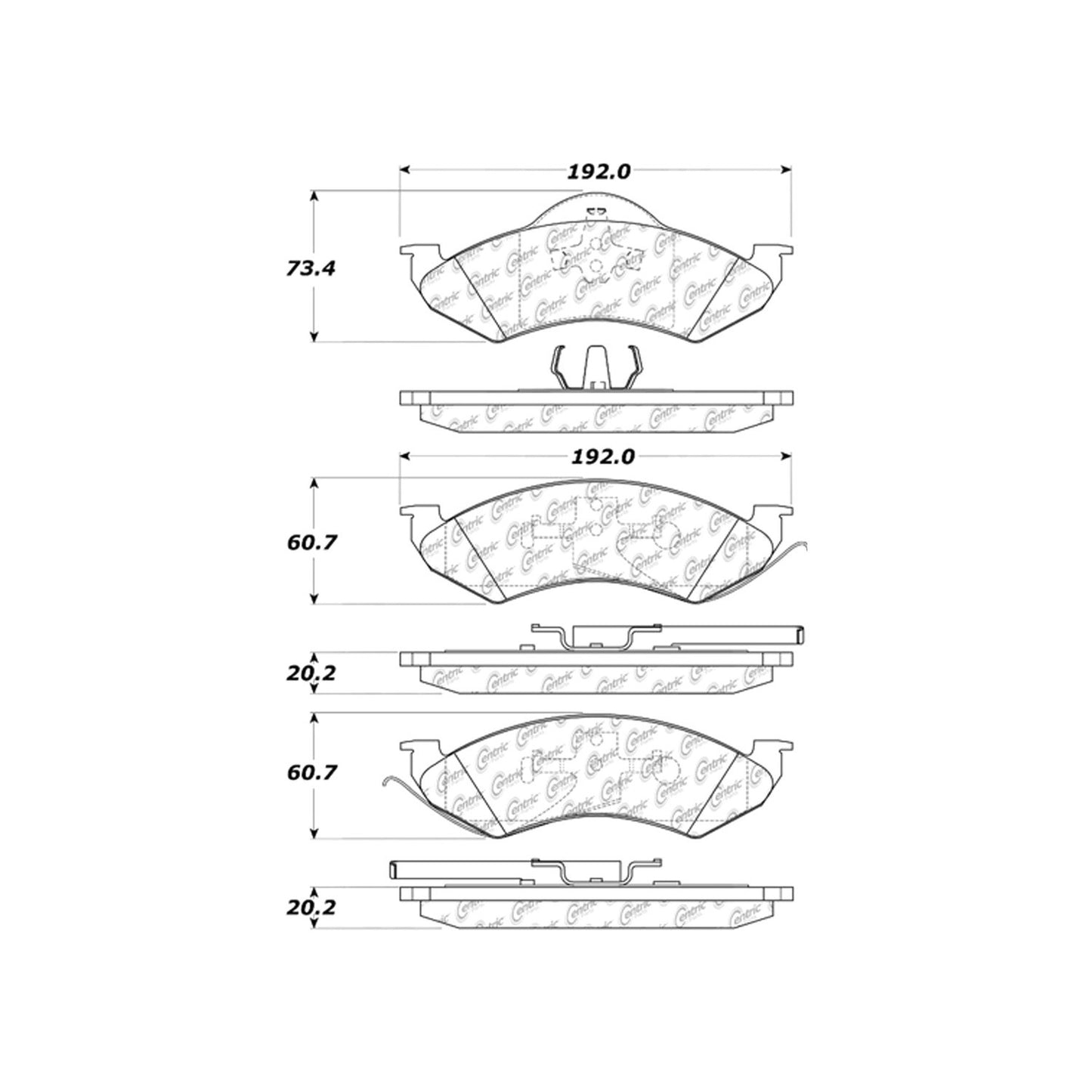 Centric Parts Disc Brake Pad Set Ceramic with Shims for 1998-1999 Dodge Dakota Durango 103.07460