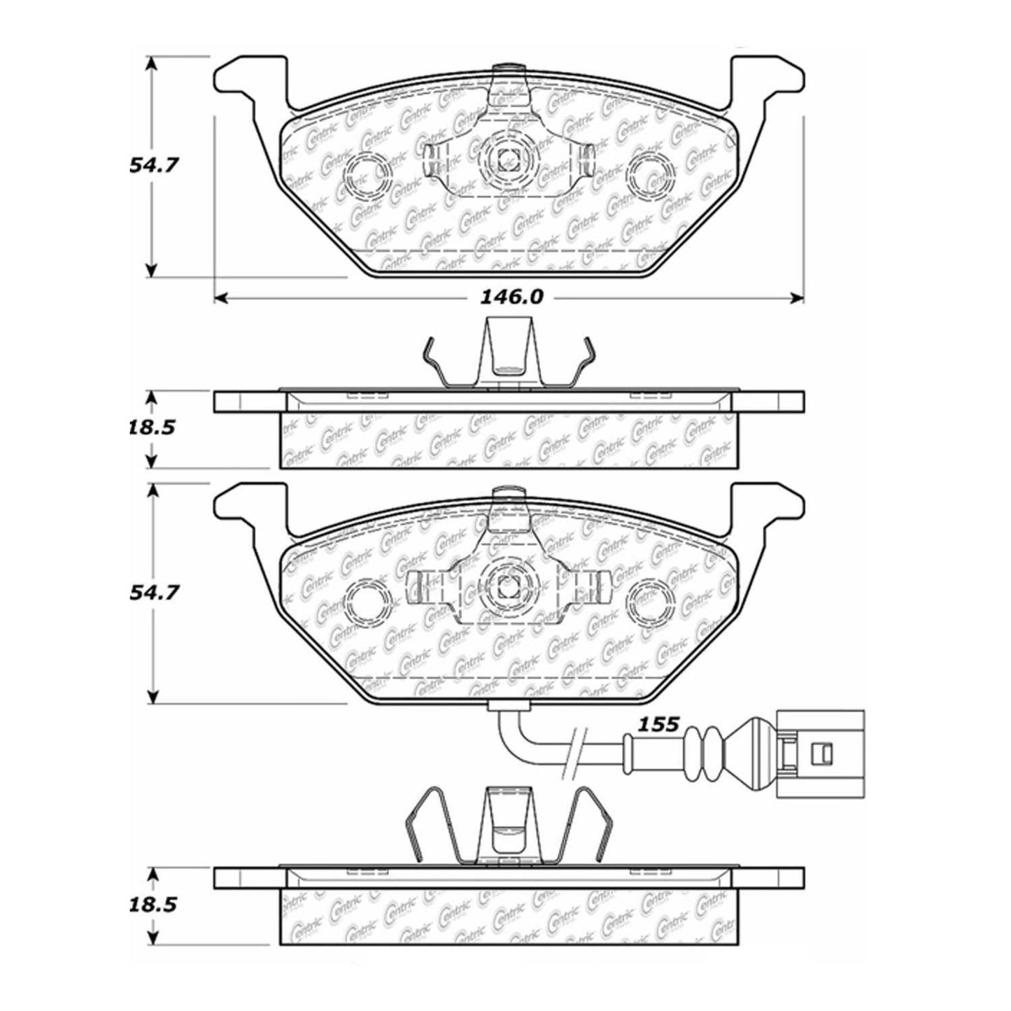 Centric Parts Disc Brake Pad Set Ceramic with Shims for Audi A3 2004-1998 103.07681