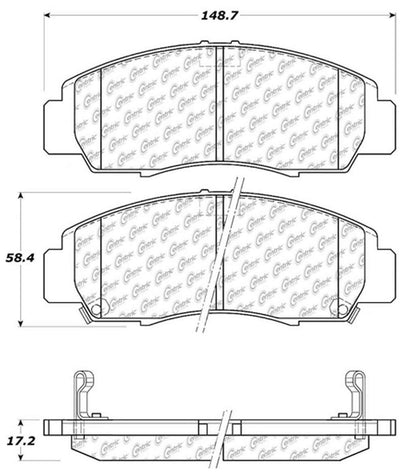 Centric Parts Disc Brake Pad Set C‑Tek Ceramic with Shims for Acura CL 2001‑2003, RL 1999‑2004, TL 1999‑2008, TSX 2004‑2010, Honda Accord 2003‑2011 103.07870
