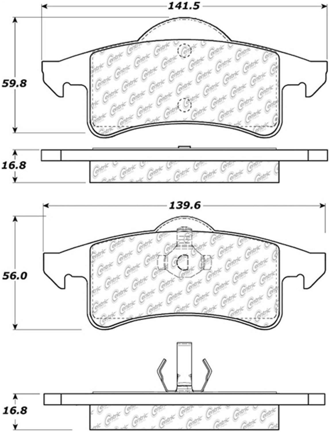 Centric Parts Disc Brake Pad Set C-Tek Ceramic with Shims for 1999-2004 Jeep Grand Cherokee 103.07910