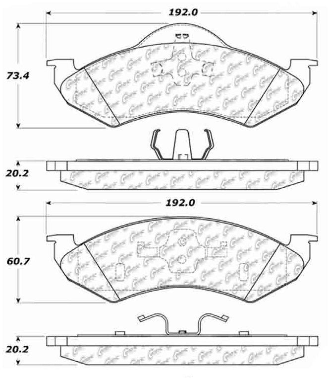 Centric Parts Disc Brake Pad Set Ceramic with Shims for 2000-2002 Dodge Dakota Durango 103.08200