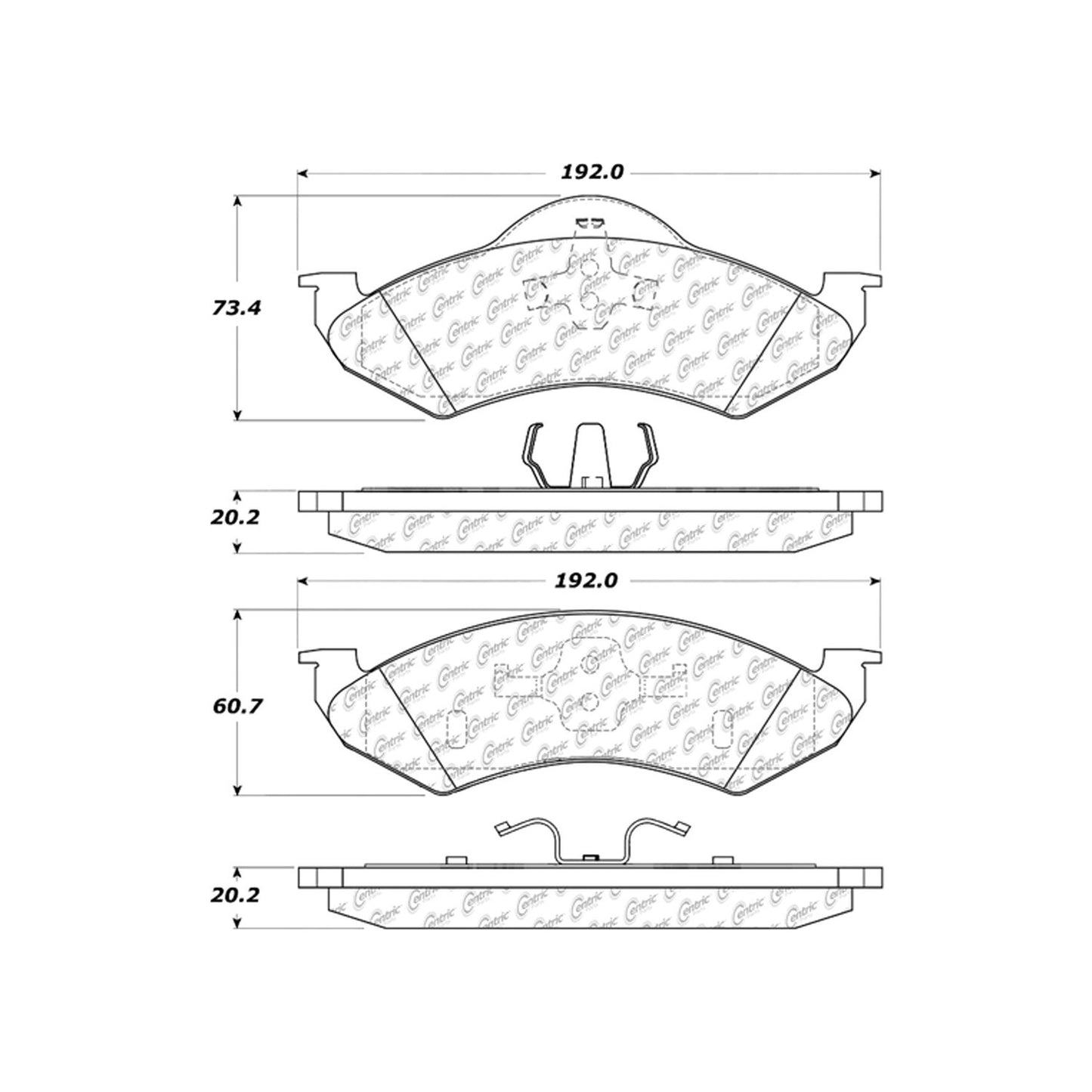 Centric Parts Disc Brake Pad Set Ceramic with Shims for 2000-2002 Dodge Dakota Durango 103.08200