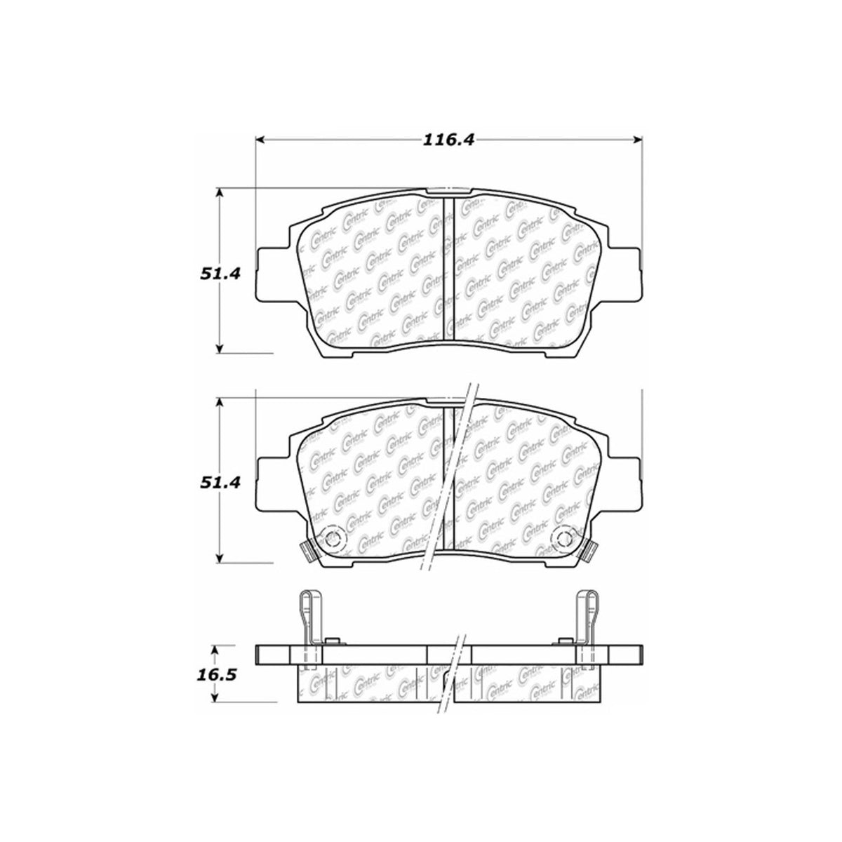 Centric Parts Disc Brake Pad Set C-Tek Ceramic with Shims for 2000-2015 Toyota Models 103.08220