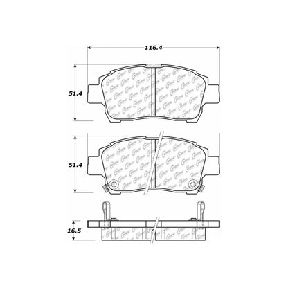 Centric Parts Disc Brake Pad Set C-Tek Ceramic with Shims for 2000-2015 Toyota Models 103.08220