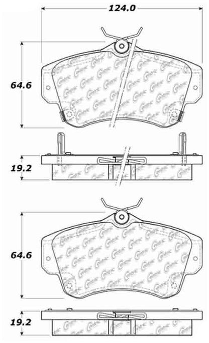 Centric Parts Disc Brake Pad Set C-Tek Ceramic with Shims for 2001-2010 Chrysler PT Cruiser 2003-2005 Dodge Neon 103.08410