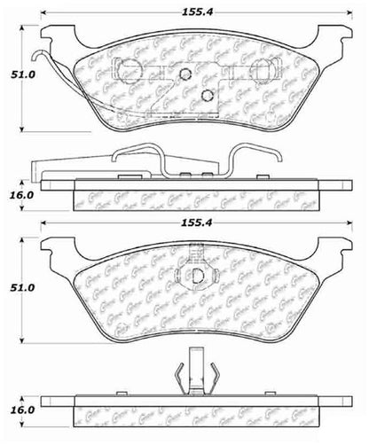 Centric Parts Disc Brake Pad Set Ceramic with Shims for 2001-2007 Chrysler Town & Country, Voyager 2004-2005, 2008, Dodge Caravan 2001-2007 Grand Caravan 2001-2007 103.08580