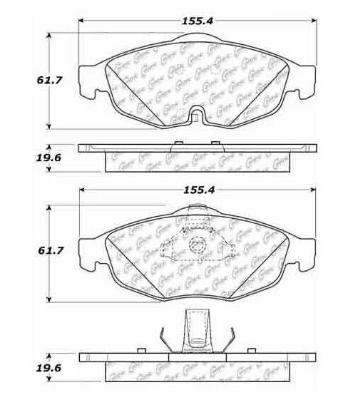 Centric Parts Disc Brake Pad Set Ceramic with Shims for 2001-2010 Chrysler Cirrus, 2001-2006 Sebring, 2001-2006 Dodge Stratus 103.08690