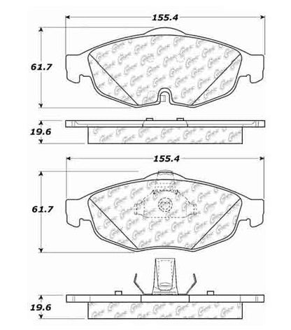 Centric Parts Disc Brake Pad Set Ceramic with Shims for 2001-2010 Chrysler Cirrus, 2001-2006 Sebring, 2001-2006 Dodge Stratus 103.08690