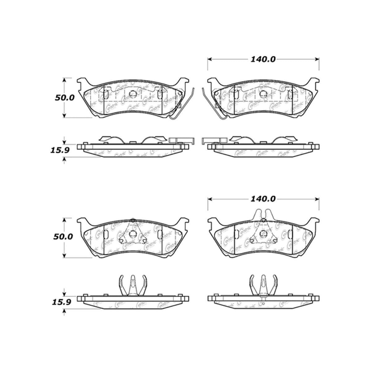 Centric Parts Disc Brake Pad Set Ceramic with Shims for 1998-2005 Mercedes-Benz ML320/ML350/ML430 103.08750