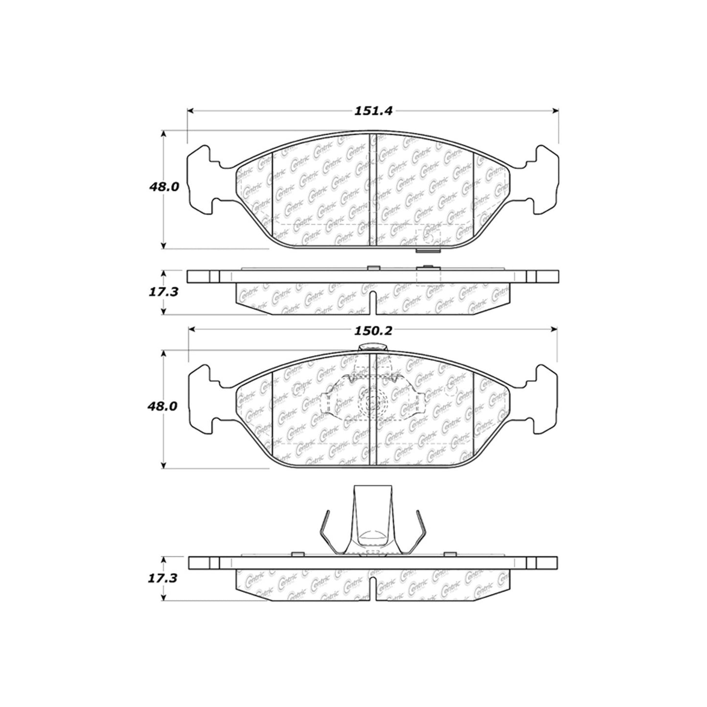 Centric Parts Disc Brake Pad Set C-Tek Ceramic with Shims for 1994-2000 Kia Sephia 103.09250