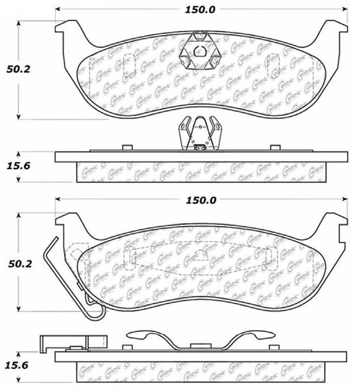 Centric Parts Disc Brake Pad Set Ceramic with Shims for 2003-2011 Ford Crown Victoria, Lincoln Town Car, Mercury Grand Marquis, Mazda B2300, B4000, Ranger 103.09320