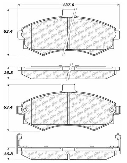 Centric Parts Disc Brake Pad Set C-Tek Ceramic with Shims for 2002-2005 Hyundai Elantra 103.09410