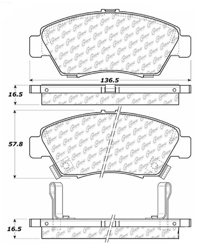 Centric Parts Disc Brake Pad Set Ceramic with Shims for 2015-2013 Acura ILX 2012-2003 Honda Civic 103.09480