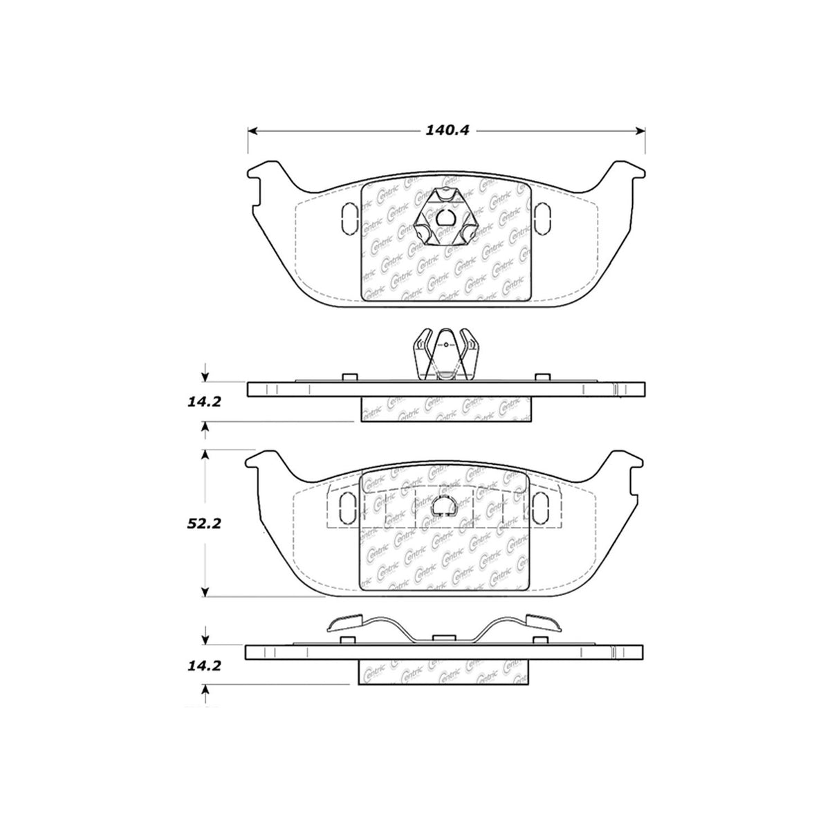 Centric Parts Disc Brake Pad Set C-Tek Ceramic with Shims for 2003-2005 Lincoln Aviator 103.09520