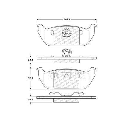 Centric Parts Disc Brake Pad Set C-Tek Ceramic with Shims for 2003-2005 Lincoln Aviator 103.09520