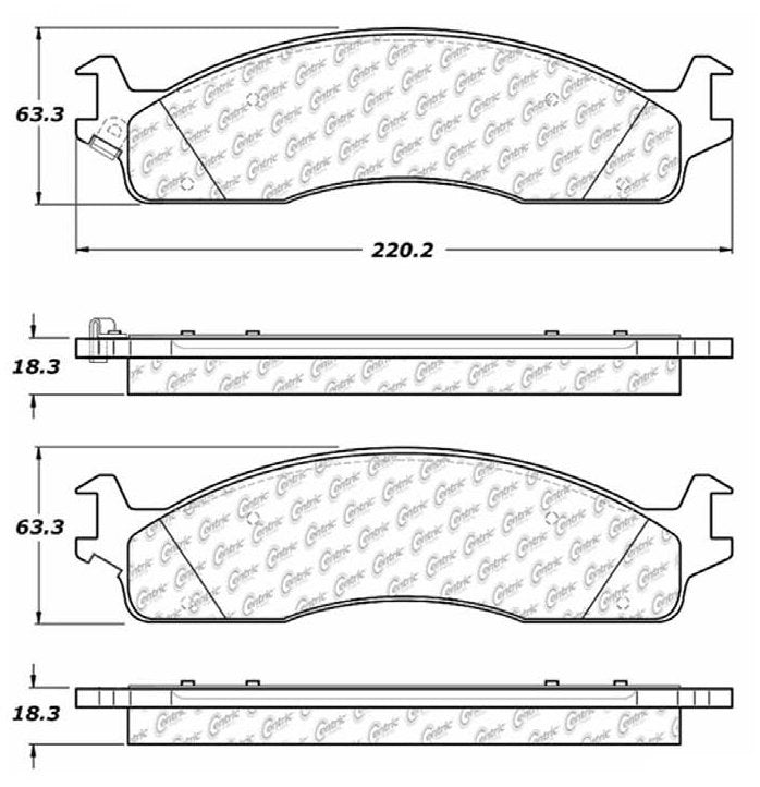 Centric Parts Disc Brake Pad Set with Ceramic Shims for 2006-2008 Dodge Ram 1500 2500 3500 4000 103.09650