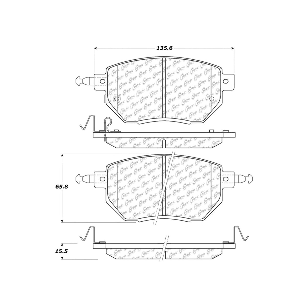 Centric Parts Disc Brake Pad Set Ceramic with Shims for 2003-2008 Infiniti FX35/FX45, 2005-2006 Nissan Altima, 2004-2008 Maxima, 2003-2007 Murano, 2009-2011 Murano 103.09690
