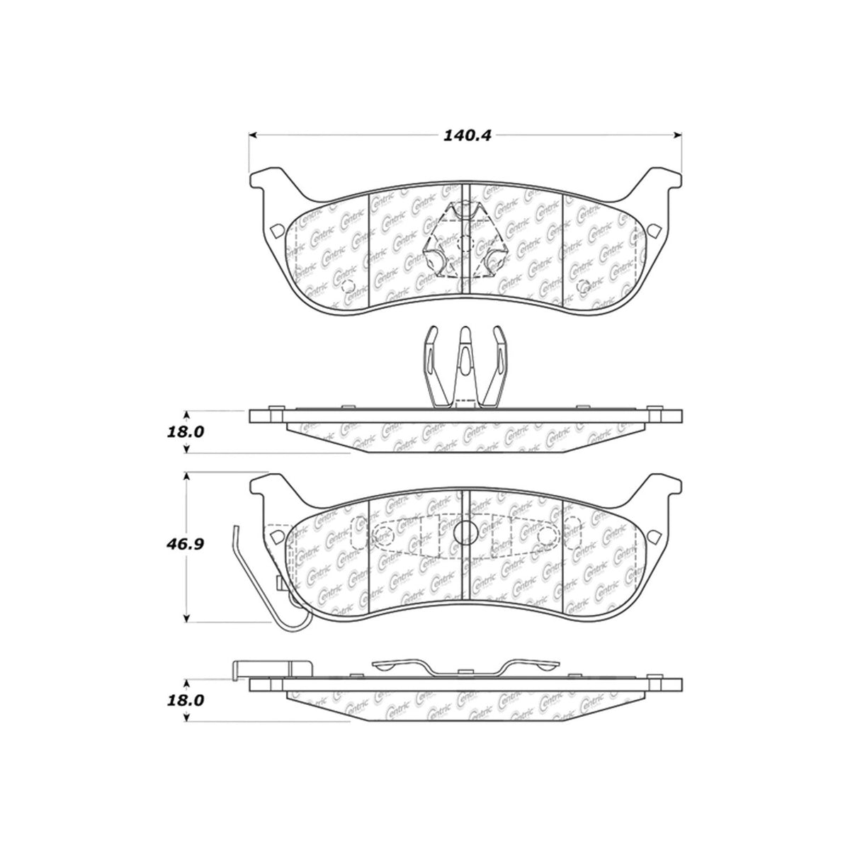 Centric Parts Disc Brake Pad Set C-Tek Ceramic with Shims for 2004-2008 Chrysler Pacifica 103.09980