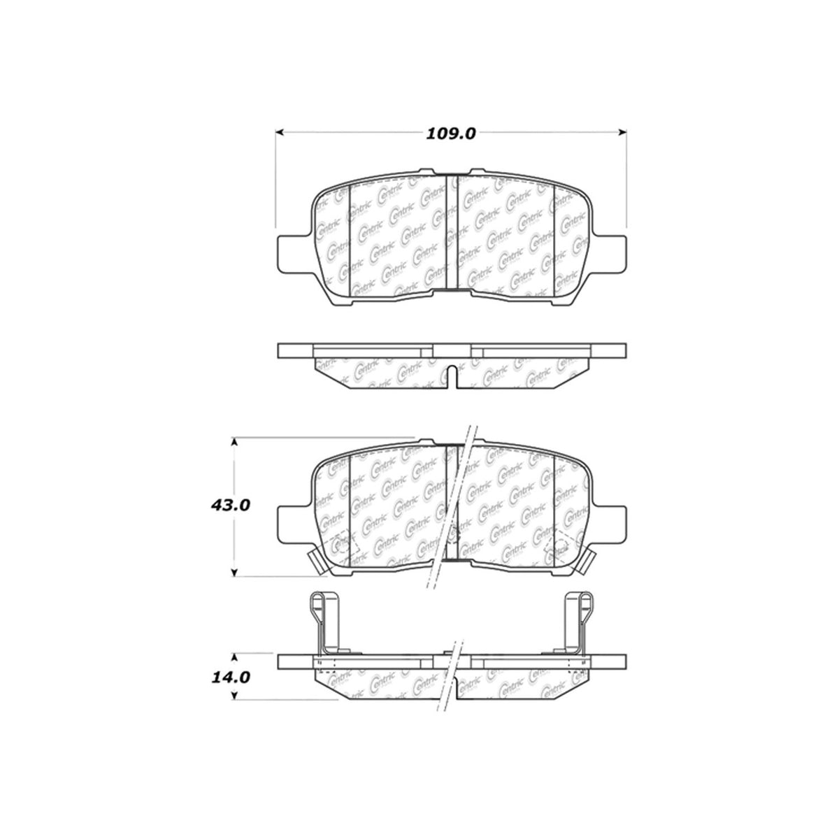 Centric Parts Disc Brake Pad Set Ceramic with Shims for Buick Allure/LaCrosse 2005-2009 Chevrolet Impala 2011-2013 Pontiac Grand Prix 2004-2008 103.09990