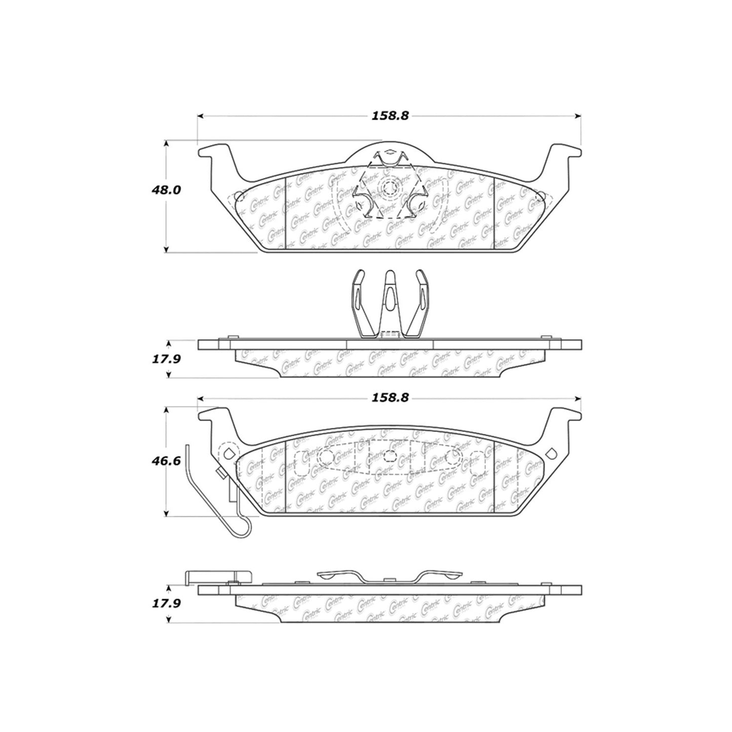 Centric Parts Disc Brake Pad Set Ceramic with Shims for 2004-2011 Ford F-150 2003-2015 Lobo 2006-2008 Lincoln Mark LT 2010 103.10120