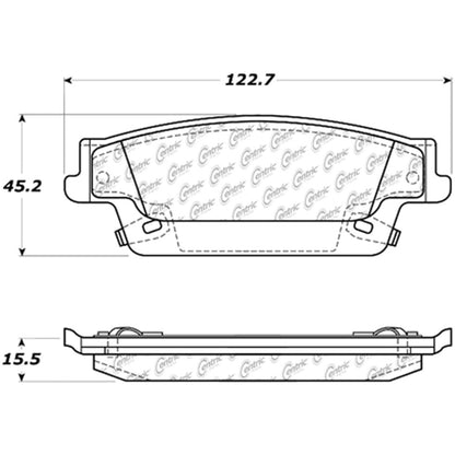 Centric Parts Disc Brake Pad Set C-Tek Ceramic with Shims for 2006-2007 Cadillac CTS, 2004-2009 SRX, 2005-2011 STS 103.10200