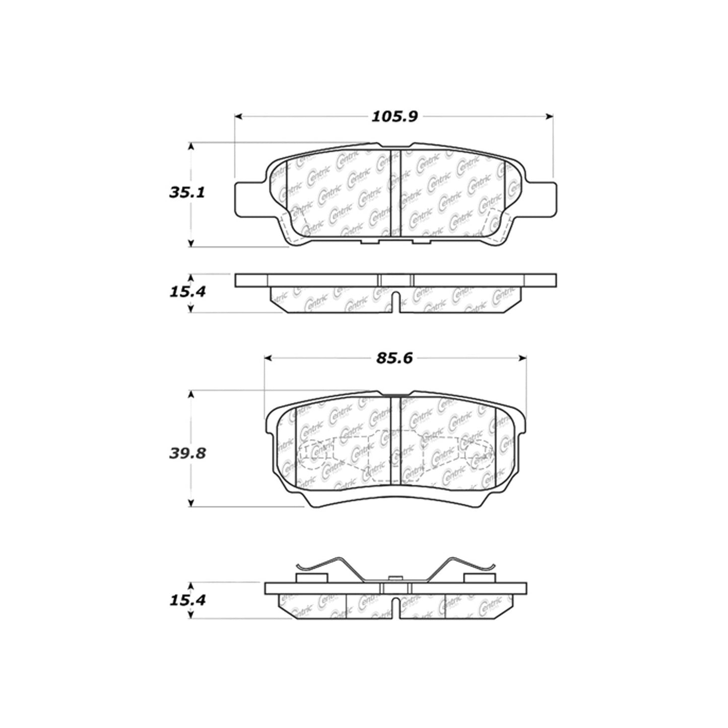 Centric Parts Disc Brake Pad Set Ceramic with Shims for 2007-2017 Jeep Compass & Patriot 103.10370