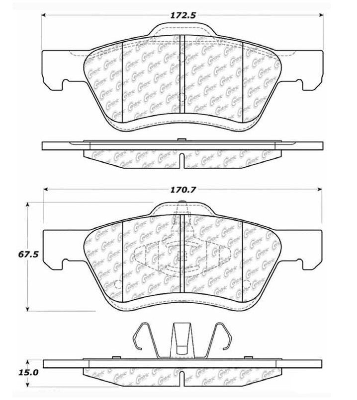 Centric Parts Disc Brake Pad Set Ceramic with Shims for 2005-2012 Ford Escape 103.10470