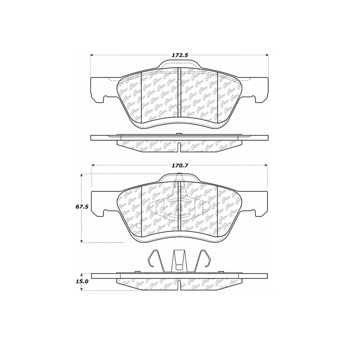 Centric Parts Disc Brake Pad Set Ceramic with Shims for 2005-2012 Ford Escape 103.10470
