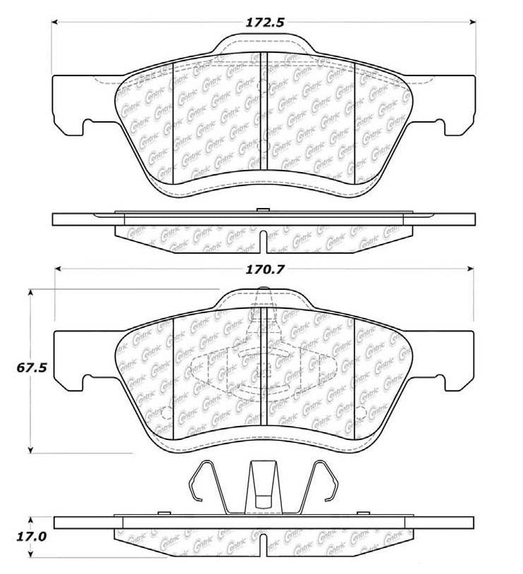 Centric Parts Disc Brake Pad Set C-Tek Ceramic with Shims for 2012-2008 Ford Escape, 2009-2008 Mazda Tribute, 2011-2008 Mercury Mariner 103.10471