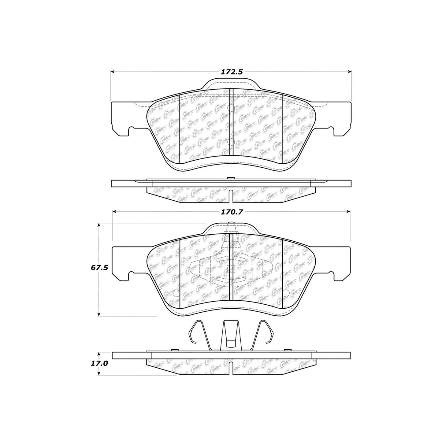 Centric Parts Disc Brake Pad Set C-Tek Ceramic with Shims for 2012-2008 Ford Escape, 2009-2008 Mazda Tribute, 2011-2008 Mercury Mariner 103.10471