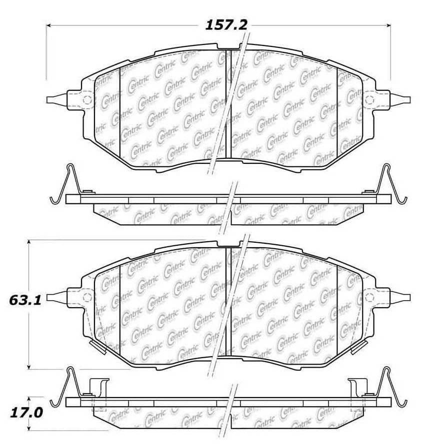 Centric Parts Disc Brake Pad Set Ceramic with Shims for Subaru Forester 2014-2017, Outback 2010-2019, Legacy 2005-2019, Tribeca 2006-2014, WRX 2015-2021 103.10780