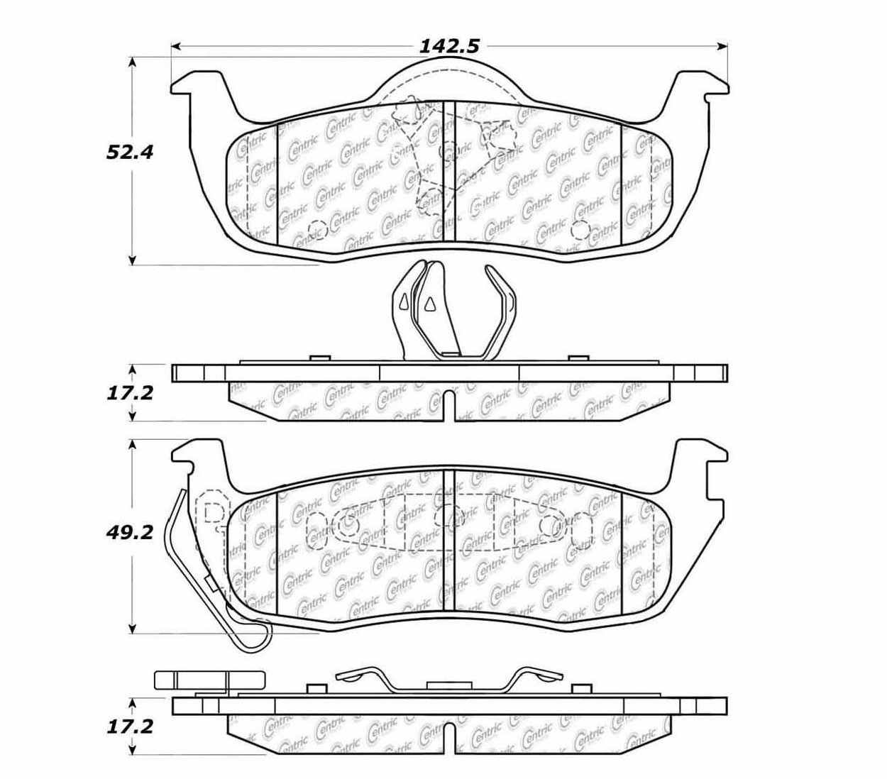 Centric Parts Disc Brake Pad Set Ceramic with Shims for 2006-2010 Jeep Commander 2005-2010 Grand Cherokee 103.10870