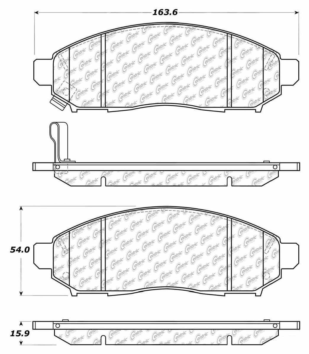 Centric Parts Disc Brake Pad Set Ceramic with Shims for 2015-2018 Chevrolet City Express, 2005-2023 Nissan Frontier 103.10940