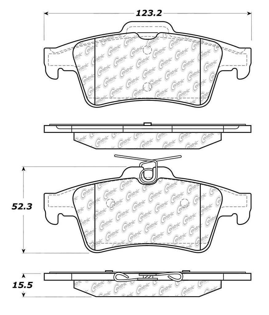 Centric Parts Disc Brake Pad Set C-Tek Ceramic with Shims for 2007-2022 vehicles