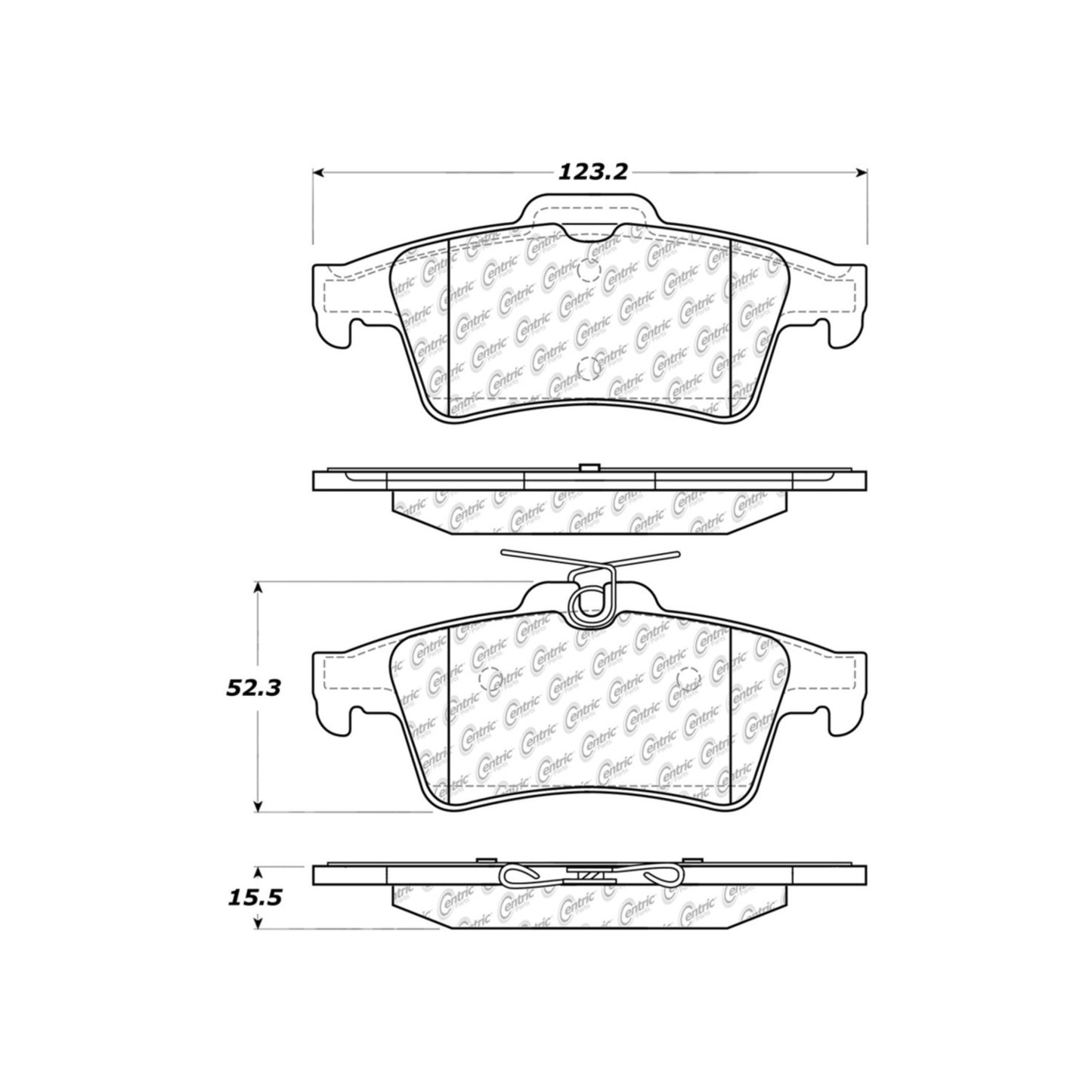 Centric Parts Disc Brake Pad Set C-Tek Ceramic with Shims for 2007-2022 vehicles