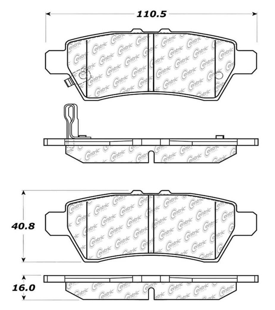 Centric Parts Disc Brake Pad Set C-Tek Ceramic with Shims for 2004-2012 Nissan Pathfinder 103.11010