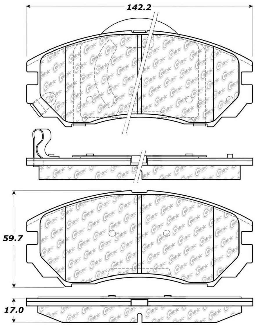 Centric Parts Disc Brake Pad Set C-Tek Ceramic with Shims for 2004-2008 Hyundai Tiburon 103.11040