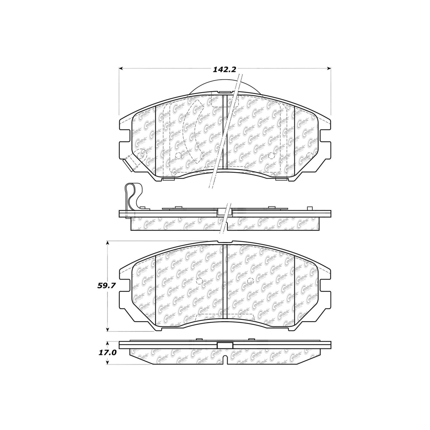 Centric Parts Disc Brake Pad Set C-Tek Ceramic with Shims for 2004-2008 Hyundai Tiburon 103.11040