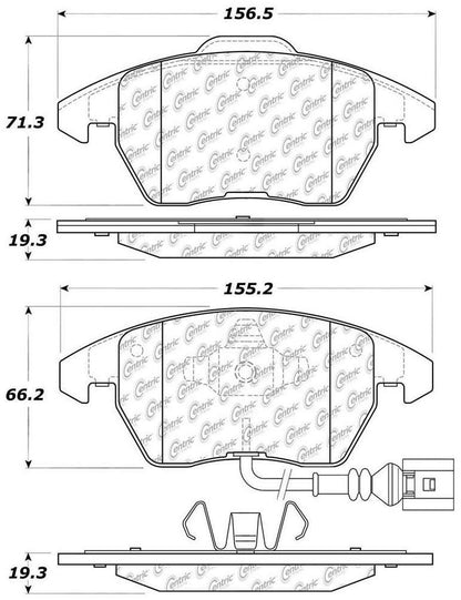 Centric Parts Disc Brake Pad Set C-Tek Ceramic with Shims for Audi A1 2018-2011, Seat Altea 2006-2012
