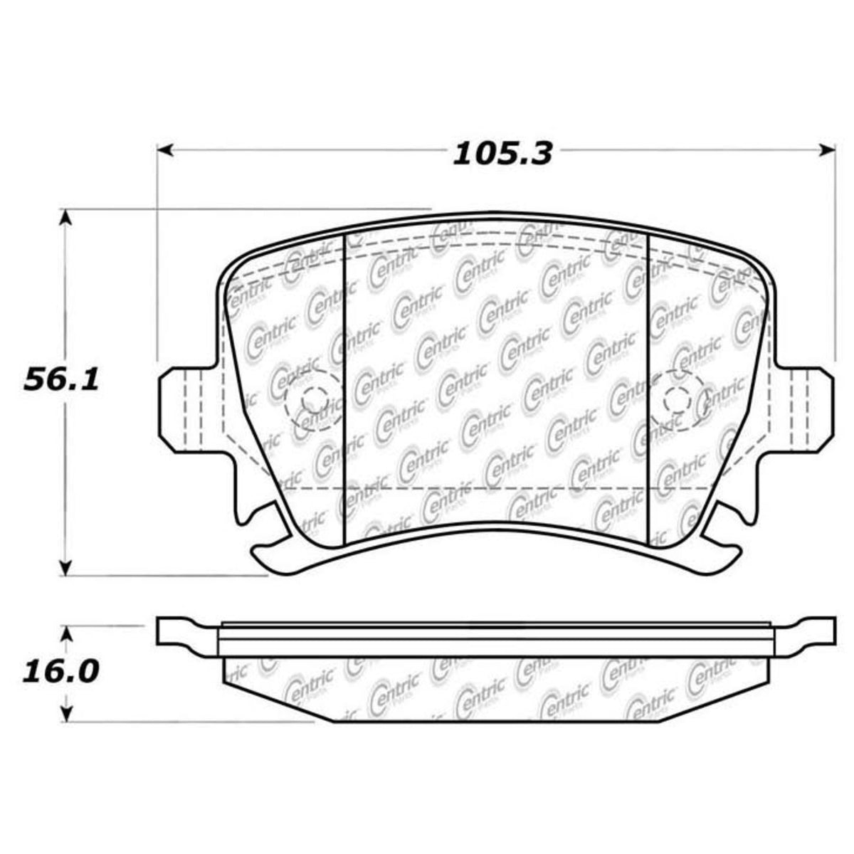 Centric Parts Disc Brake Pad Set C-Tek Ceramic with Shims for Audi A3 2006-2013, A4 2001-2009, A6 2005-2011, Q3 2015, S3 2008-2012, TT 2008-2014