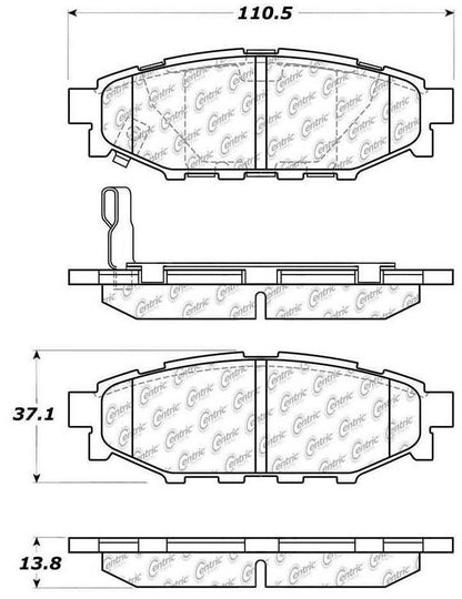 Centric Parts Disc Brake Pad Set Ceramic with Shims for 2013-2016 Subaru BRZ Scion FR-S 103.11140